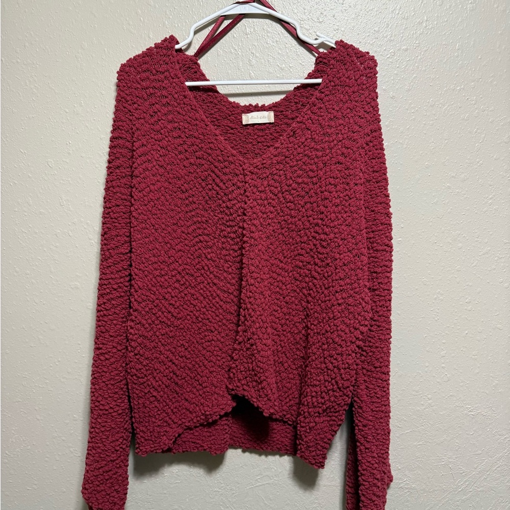 Altar'd State Deep Red V-Neck Sweater